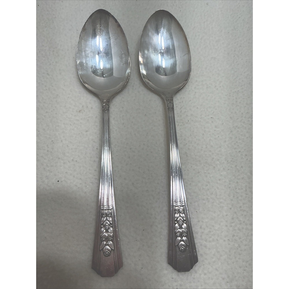 WM A. Rogers Oneida Rosalie 2 Serving Spoons silverplate